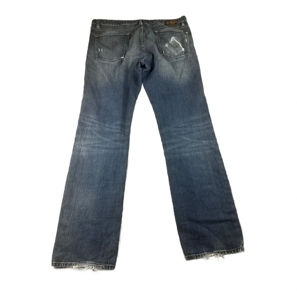 John Varvatos USA Jeans Men 36 Blue Denim Distressed Medium Wash Zip Streetwear